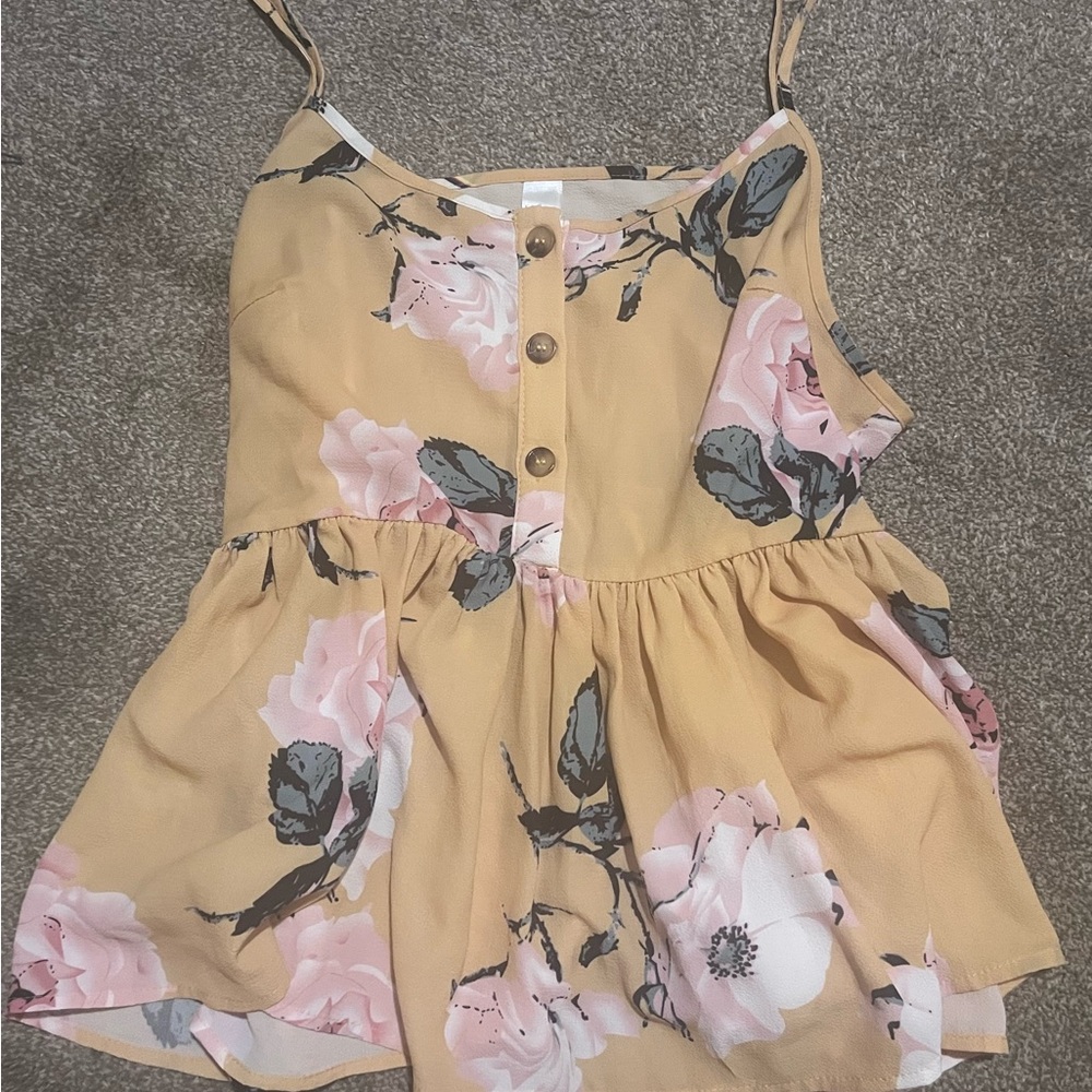 Yellow floral spaghetti strap top